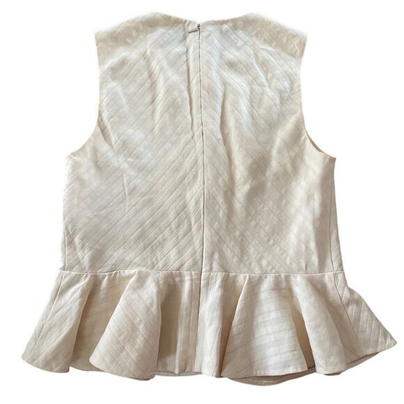 Rebecca Taylor Textured Stripe Peplum Top linen blend in Creme size 6 - Picture 5 of 12